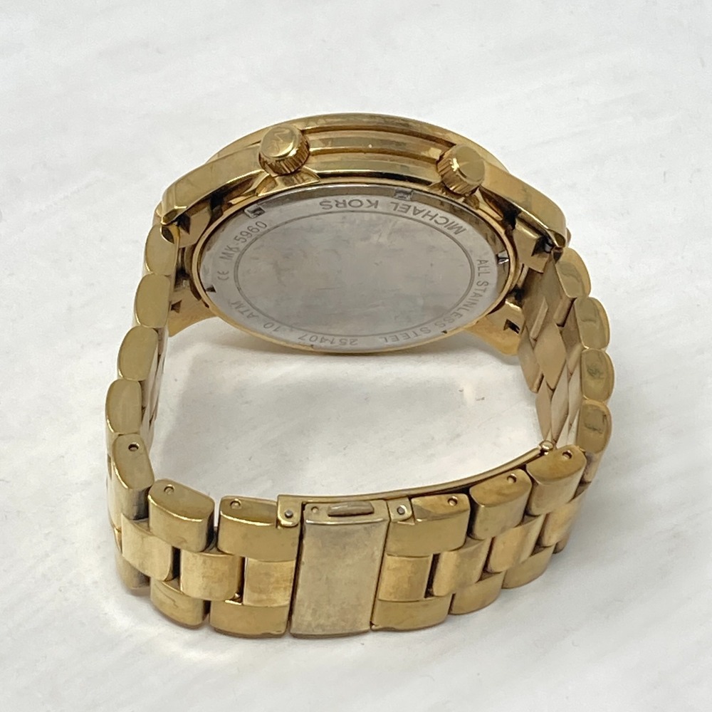 Michael Kors Watch Men 45mm Gold Tone Date World Time MK5960 100M New Battery 7" - Picture 13 of 15